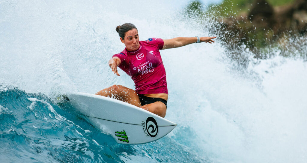 Two-time WSL Champion Tyler Wright of Australia placed second in the final of the 2019 Lululemon Maui Pro at Honolula Bay in Maui, Hawaii.