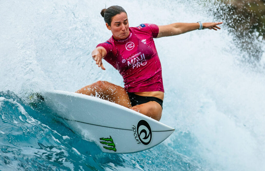 Two-time WSL Champion Tyler Wright of Australia placed second in the final of the 2019 Lululemon Maui Pro at Honolula Bay in Maui, Hawaii.
