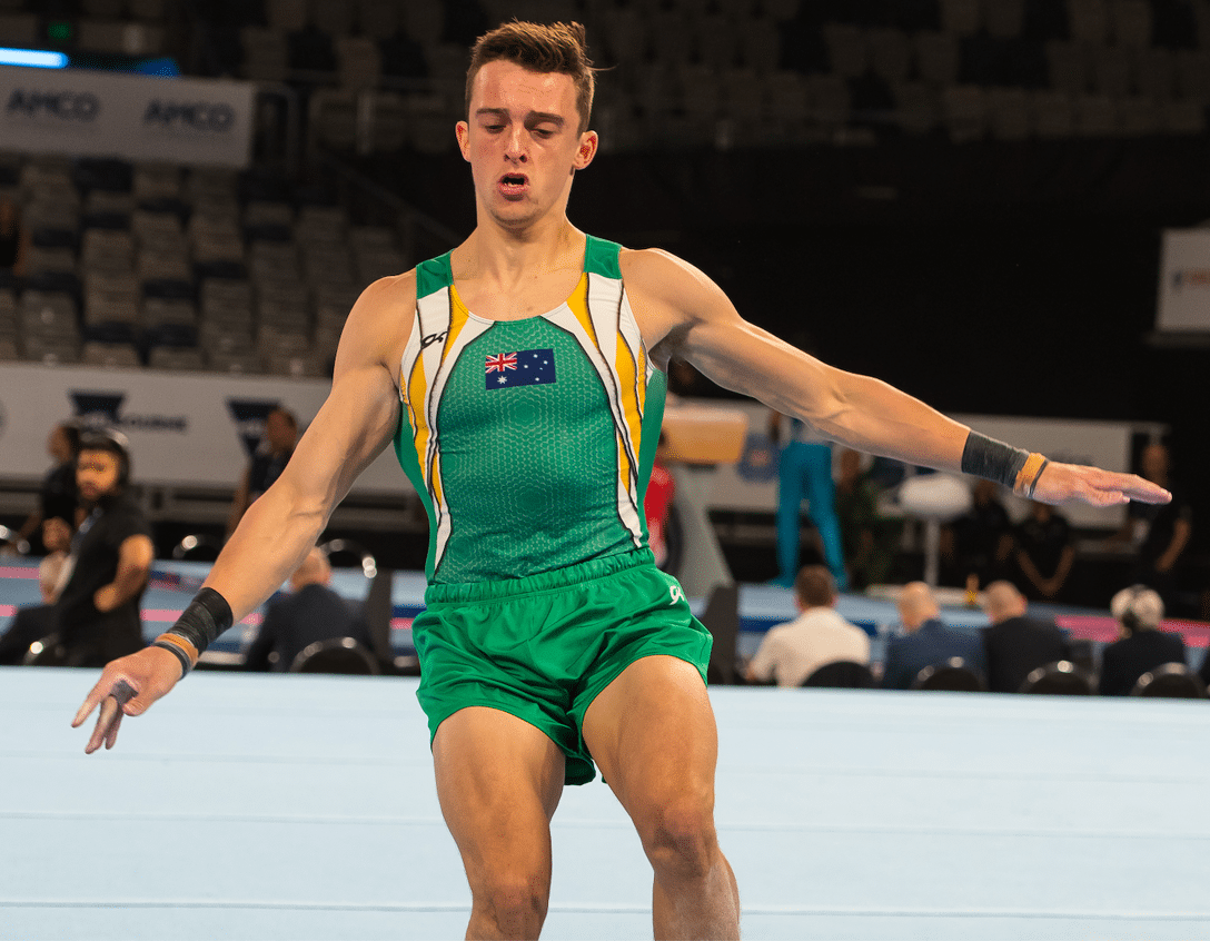 Gay gymnast Heath Thorpe competes on the floor